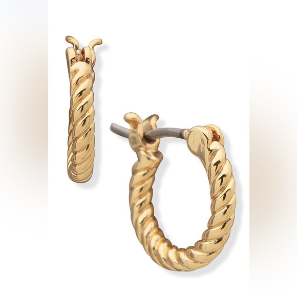 GIFT IDEA🎁Lauren Ralph Lauren small gold toned rope hoop earrings - NEW!! - Picture 1 of 5